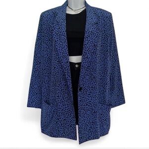 Vintage 80’s Blue Leopard Print Women's Blazer